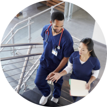 two nurses talking